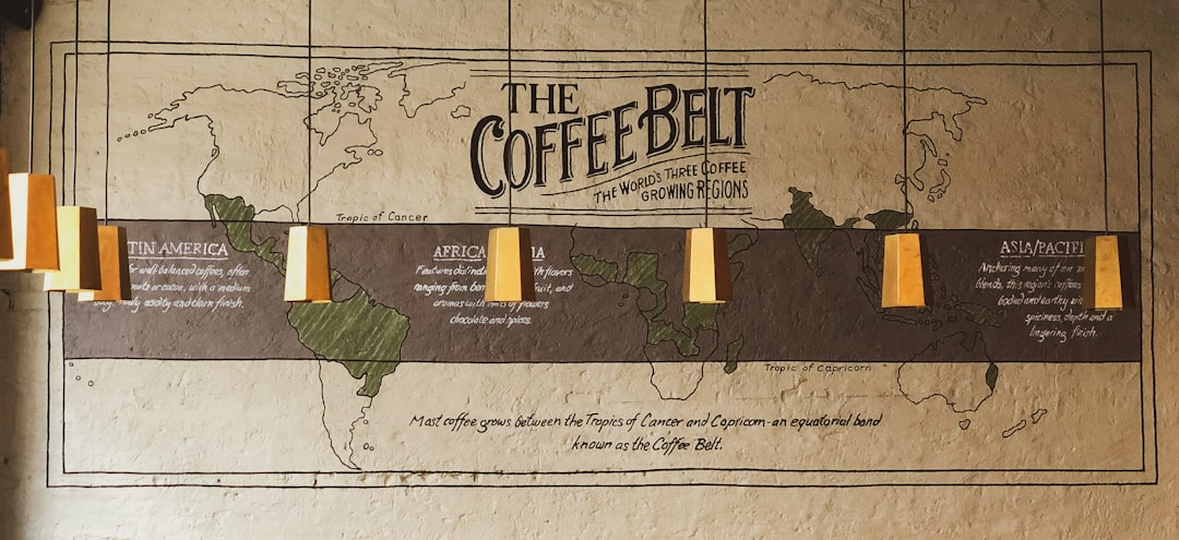 A map of the coffee belt hanging on a wall