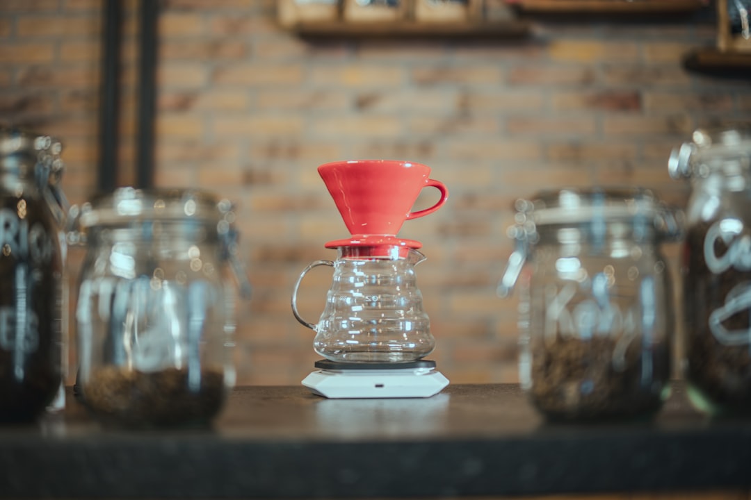 Coffee brewing equipment on a counter